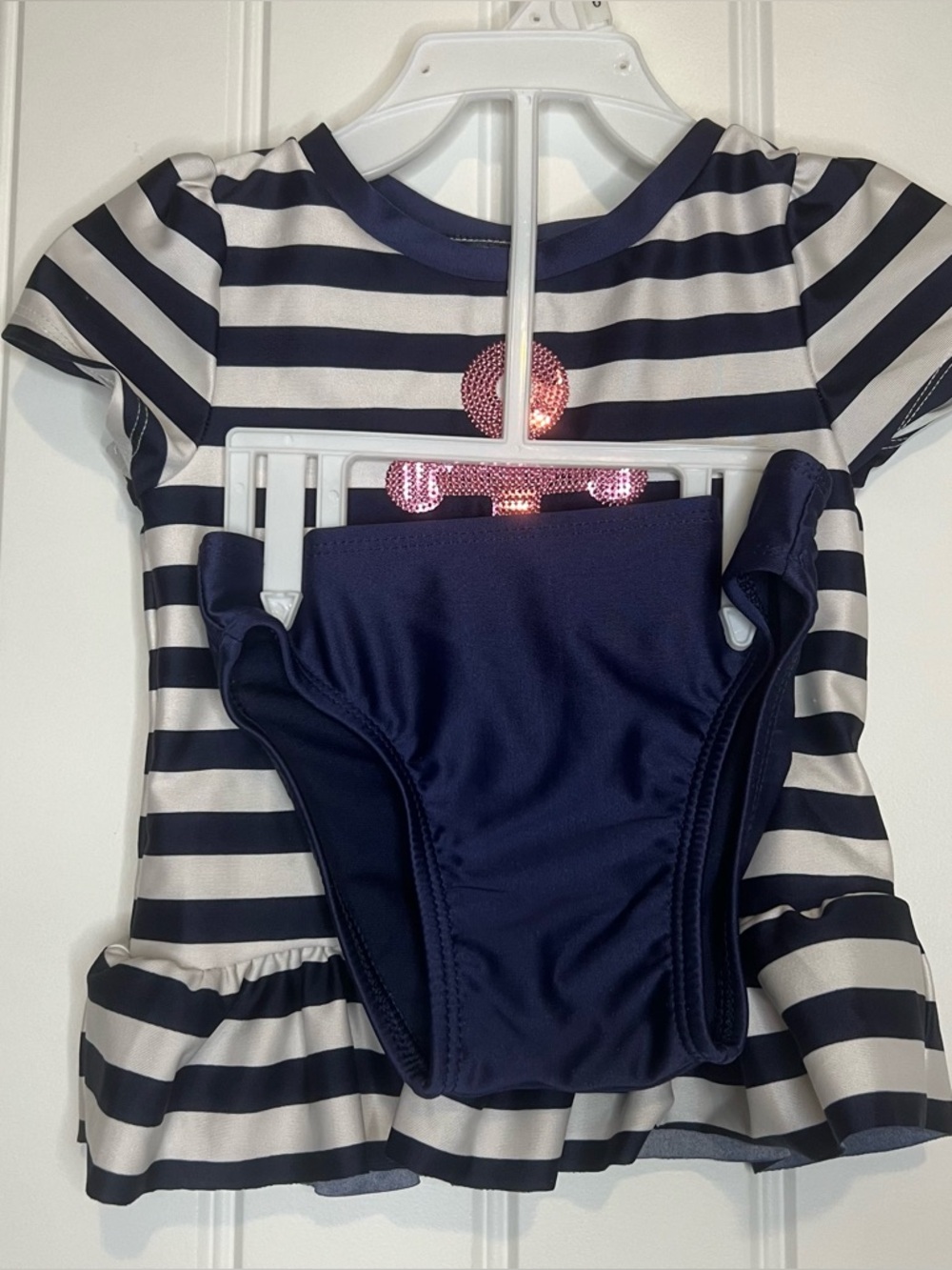 Navy & white striped swimsuit